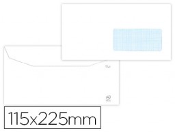 500 sobres Liderpapel 115x225mm. offset blanco 80g/m² ventana derecha